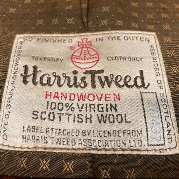 Vintage Harris Tweed men’s 42R Brown 100% Virgin Scottish Wool Blazer - Picture 3 of 8